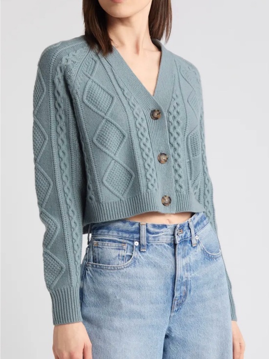 Madewell Sweaters - MADEWELL Cable Knit V-Neck Crop Cardigan Women’s M